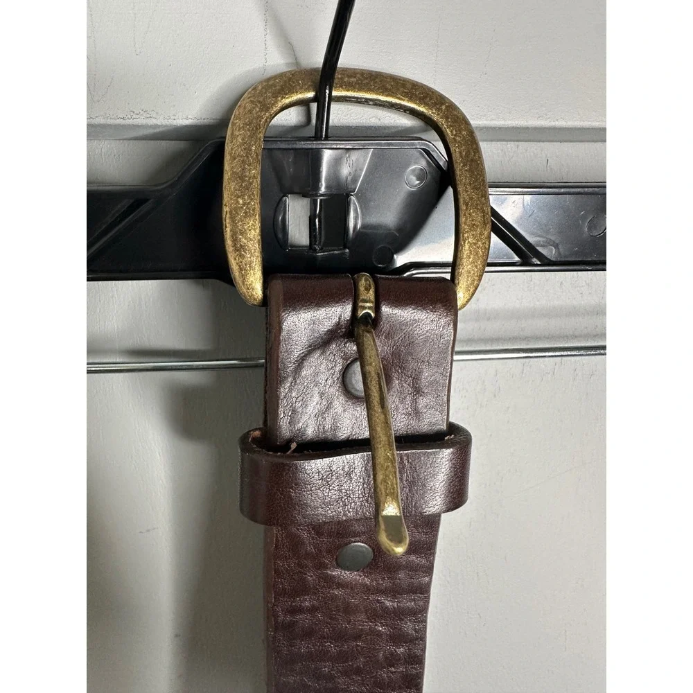Justin Men's Dark Brown‎ Leather WorkBelt Size 36 Buckle Made in USA